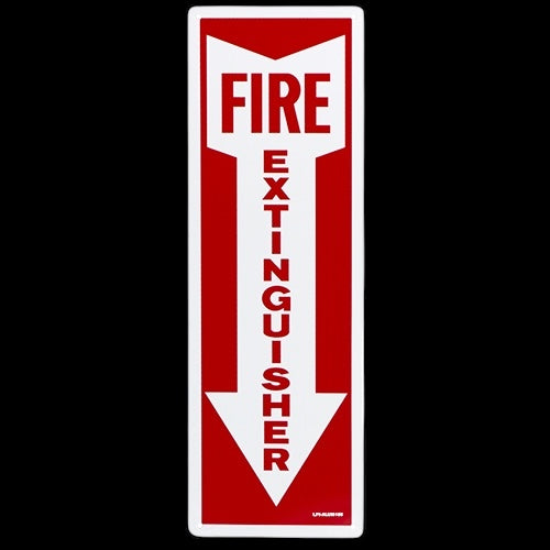Fire Extinguisher Arrow Down Aluminum Sign 4" x 12"