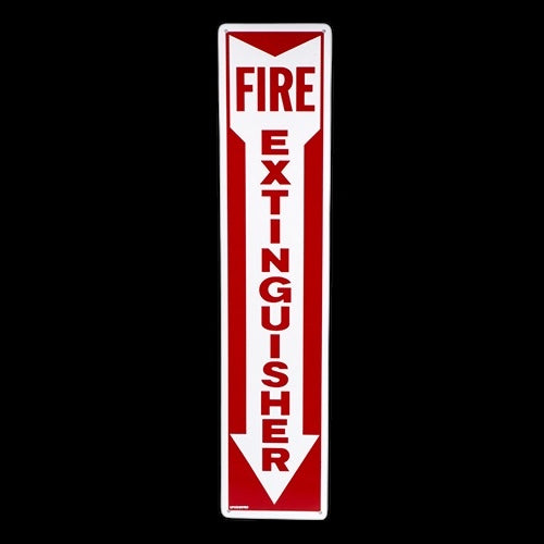 Fire Extinguisher Arrow Down Aluminum Sign 4" x 18"